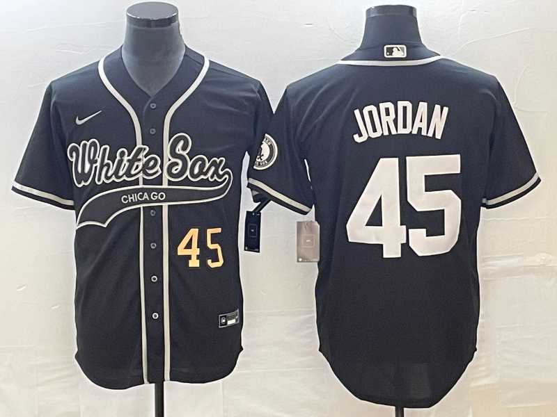 Men%27s Chicago White Sox #45 Michael Jordan Number Black Cool Base Stitched Baseball Jersey